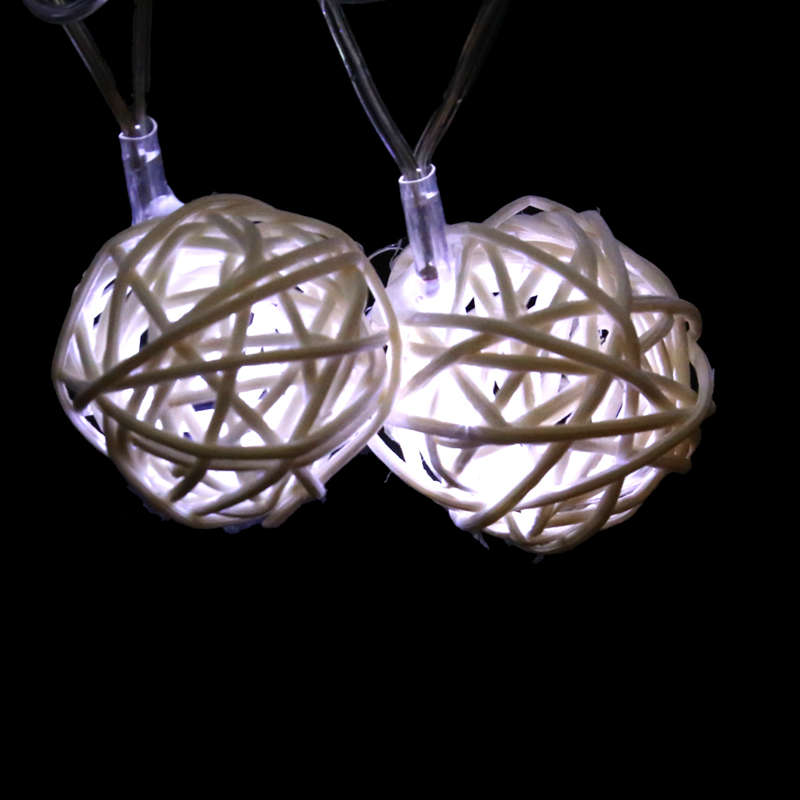 Rattan Fairy Light Ball String (10 Light Balls) 4