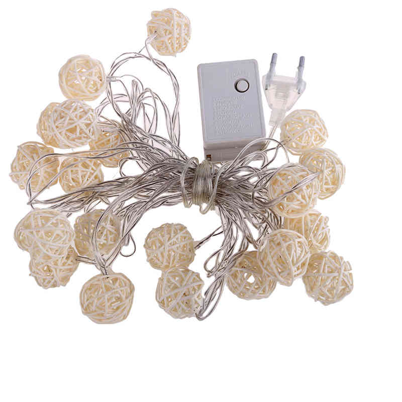 Rattan Fairy Light Ball String (10 Light Balls) 5