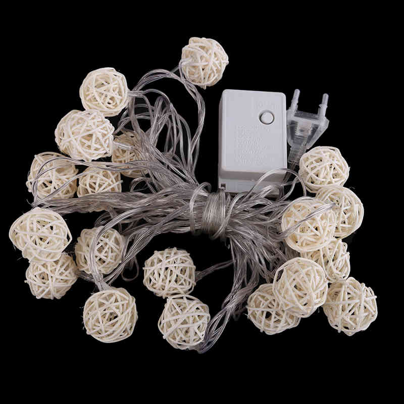 Rattan Fairy Light Ball String (10 Light Balls) 2