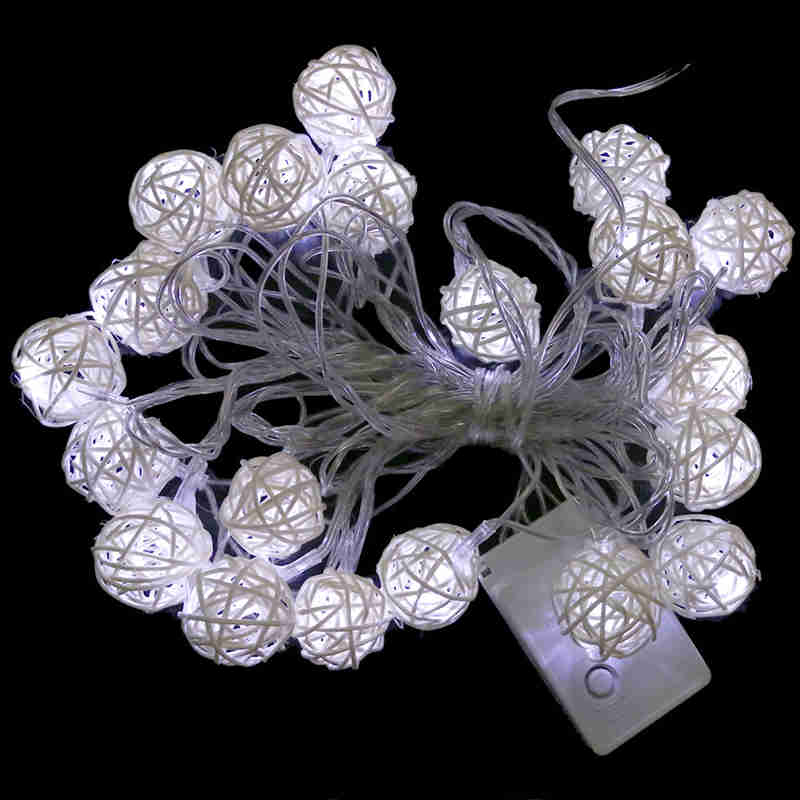 Rattan Fairy Light Ball String (10 Light Balls) 2