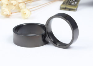 Black Polished Stainless Steel Couple Rings - Image 2