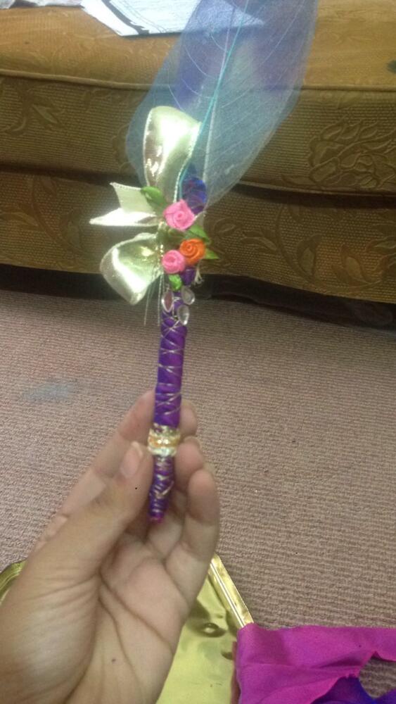 Blue White & Purple Combination Nikah Pen Made with Kalabattu & Artificial Leaf from Singapore