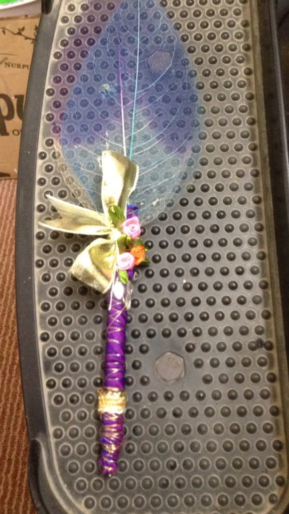 Blue White & Purple Combination Nikah Pen Made with Kalabattu & Artificial Leaf from Singapore