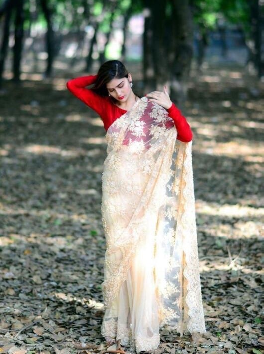 Formal Claret Embroidered Saree