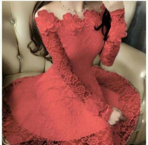 Red Short Lace Frock