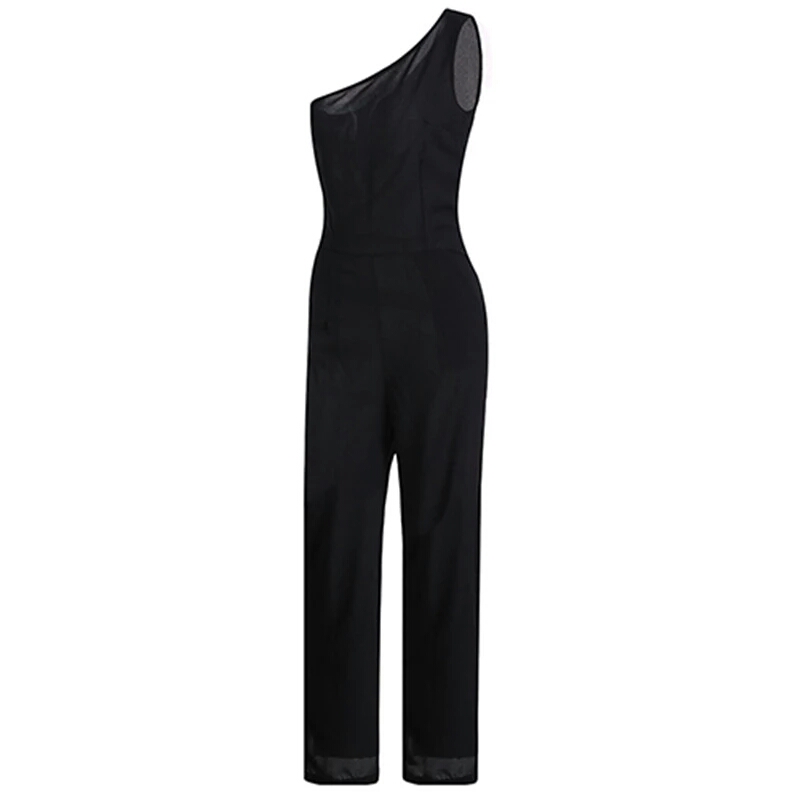 Women's One-Shoulder Off Overall Jumpsuit with Bell Bottoms - Sasta.PK