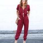 Women`s Thin Lace Short Sleeves Jumpsuit - Sasta.PK