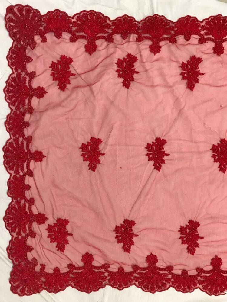 Embroidered Net Pearl Indian Saree