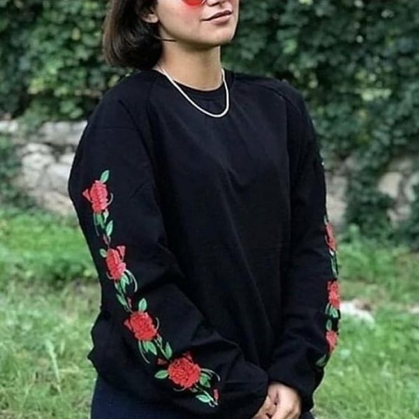 Flower Sleeve Print Sweatshirts