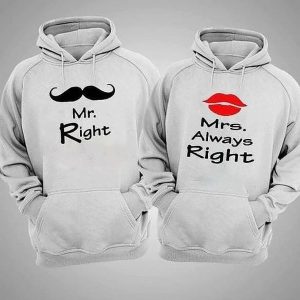 Mr. Right & Mrs. Always Right Couple Hoodies
