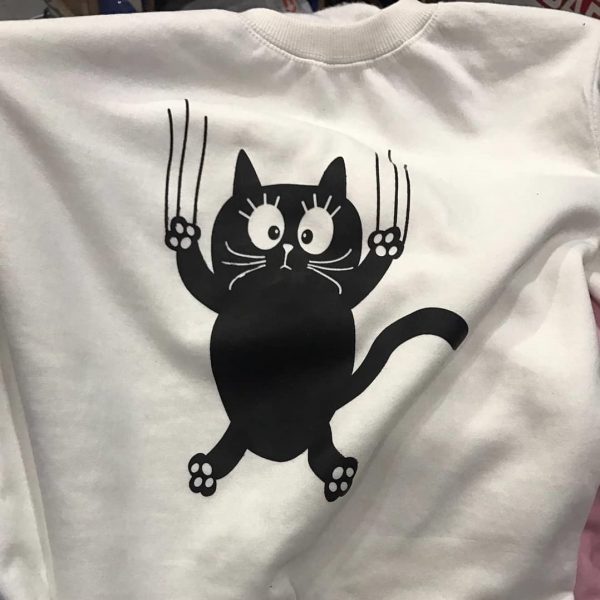 Clumsy Wall Scratching Cat Sweatshirts