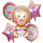 A New Little Princess - Baby Girl & Boy Celebration Balloons (Pack of 5)