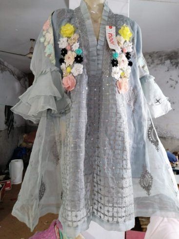 Frock Embroidered Motifs with Thread & Tilla Work