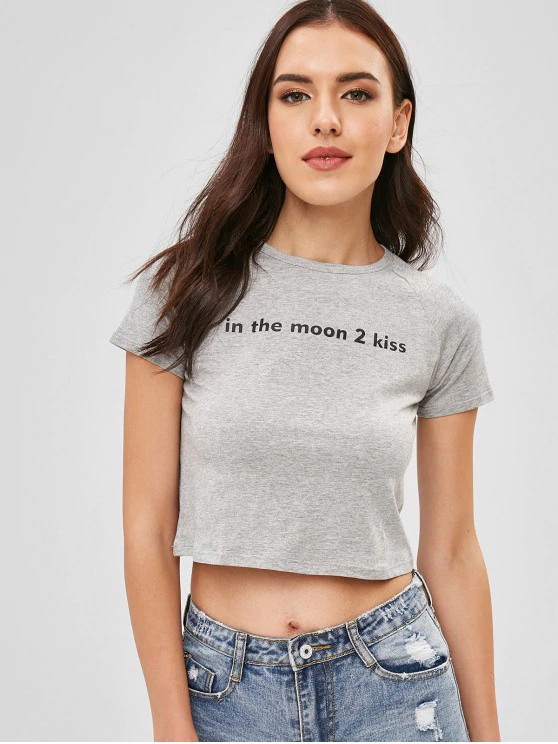 In the Moon to Kiss Cropped T-Shirts