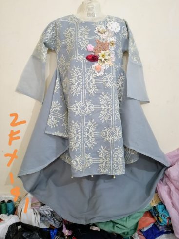 Paper Cotton Frock Embroidered with Motifs