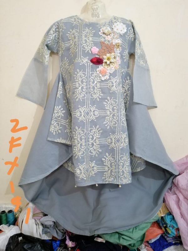 Paper Cotton Frock Embroidered with Motifs Paper Cotton Frock Embroidered with Motifs