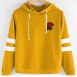 Roses and Petals Hoodies with Striped Sleeves