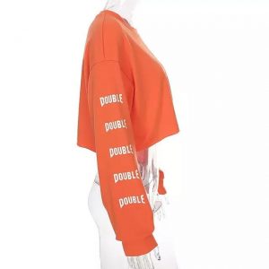 Multiple Double Print Cropped Sweatshirts