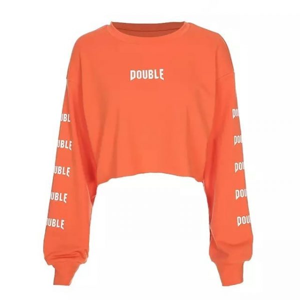 Multiple Double Print Cropped Sweatshirts