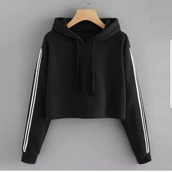 Twin Sleeve Stripes Cropped Hoodies