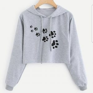 Doggy Footmarks Cropped Hoodies
