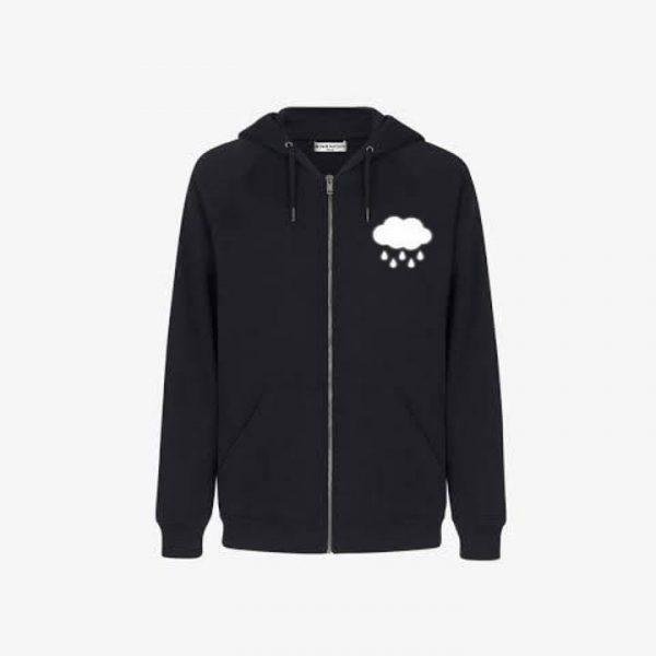 Raining Cloud Pocket Print Zipper Hoodies