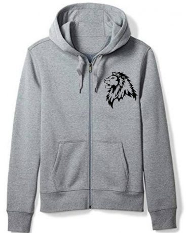 Roaring Lion Pocket Print Zipper Hoodies