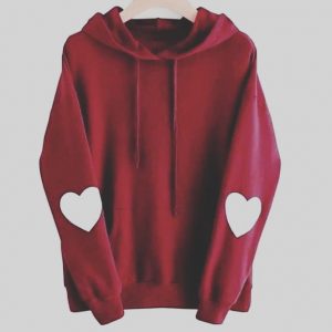 Dual Heart Sleeve Print Hoodies