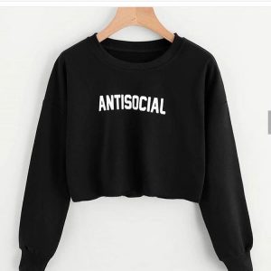 Pack of two (Anti Social - Multiple Double Print) Cropped Sweatshirts