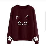 Cat Face Sweatshirts with Cat Paw Sleeves Prints