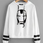 Iron Man with Striped Sleeves Cropped Hoodies