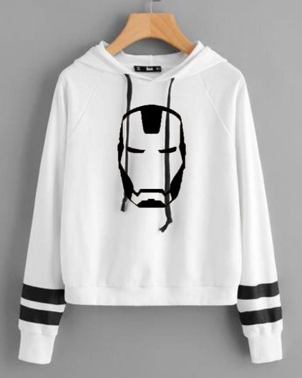 Iron Man with Striped Sleeves Cropped Hoodies