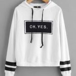 Oh Yes Hoodies with Twin Sleeve Bar Prints