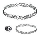 Retro Stretchable Gothic Choker Jewelry Set (Necklace Ring And amp bracelet)