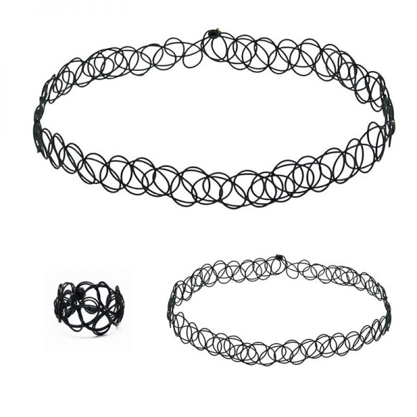 Retro Stretchable Gothic Choker Jewelry Set (Necklace Ring And amp bracelet) Retro Stretchable Gothic Choker Jewelry Set (Necklace Ring And amp bracelet)