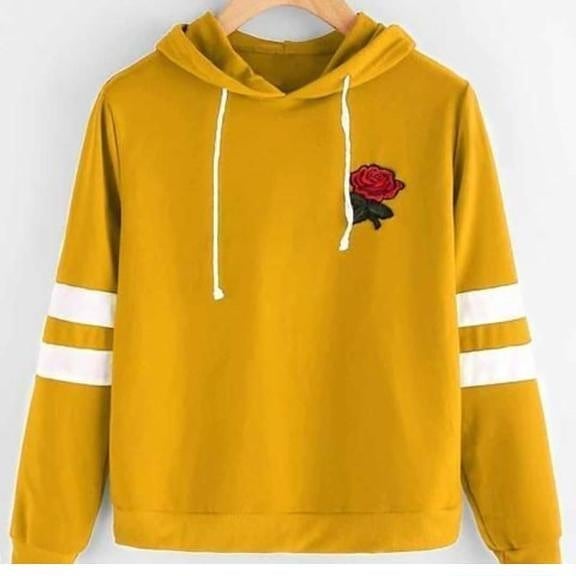 Pack of 2 (1 Roses and Petals Pocket Print Sweatshirts and 1 Roses and Petals Hoodies with Striped Sleeves)