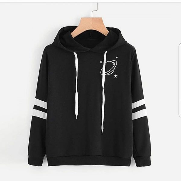 Starry Saturn Hoodies with Two Sleeve Stripes