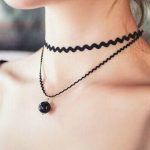 Twin Velvet Ribbon Gothic Choker Necklaces With Round Ball Charm