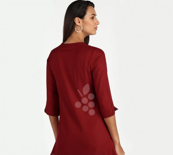 Angoor Maroon Western Panel Style with Floral White Buttons