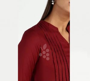 Angoor Maroon Western Panel Style with Floral White Buttons