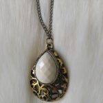 Gold Wrapped White Ruby Drop Imitation Necklace