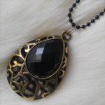 Gold Wrapped Black Ruby Drop Imitation Necklace