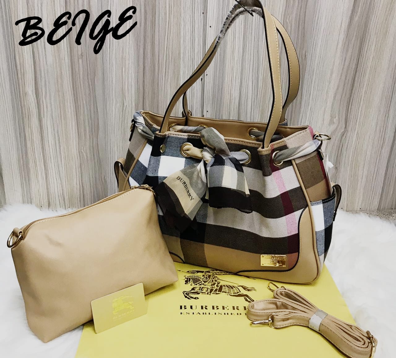 Burberry Handbag With Classic Burberry Checked Scarf Brand