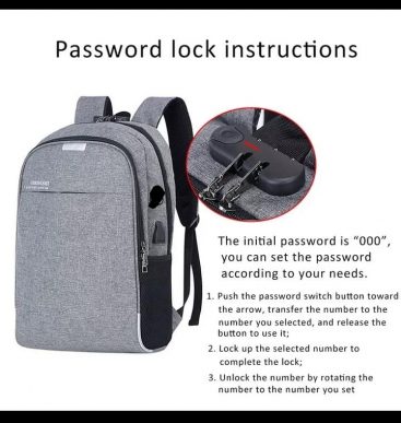Unisex Anti-Theft Backpack With USB Charging And Password Lock