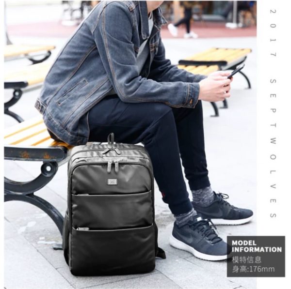 Oil Wax Men’s Casual Backpack with USB Port – Waterproof