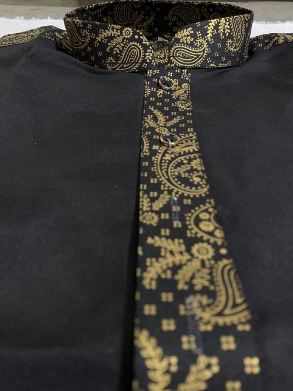 Collar & Sleeves Printed Kurta with Shalwar