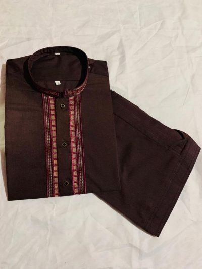Maloki Striped Collar Kurta with Shalwar