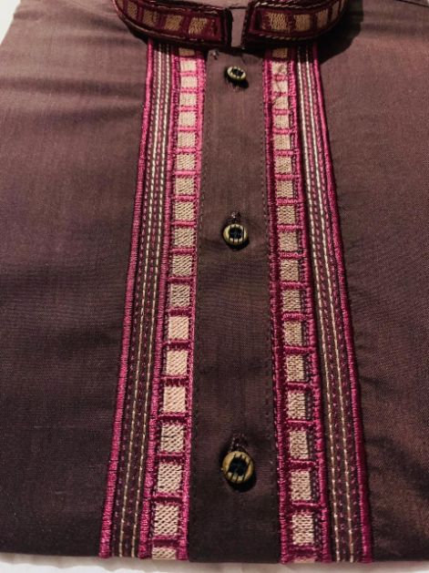 Maloki Striped Collar Kurta with Shalwar