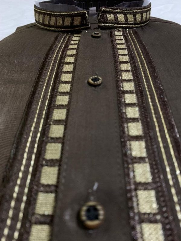 Maloki Striped Collar Kurta with Shalwar