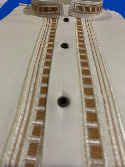 Maloki Striped Collar Kurta with Shalwar